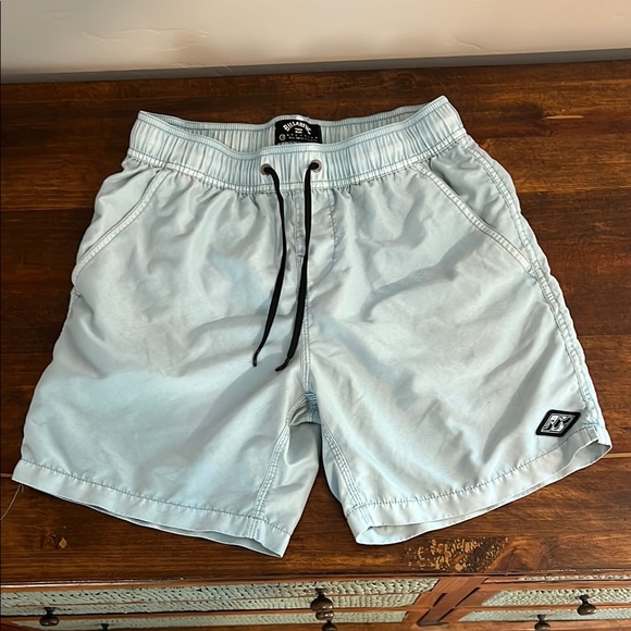 Billabong Light Blue Swim Shorts with Black Drawstring - Picture 1 of 6